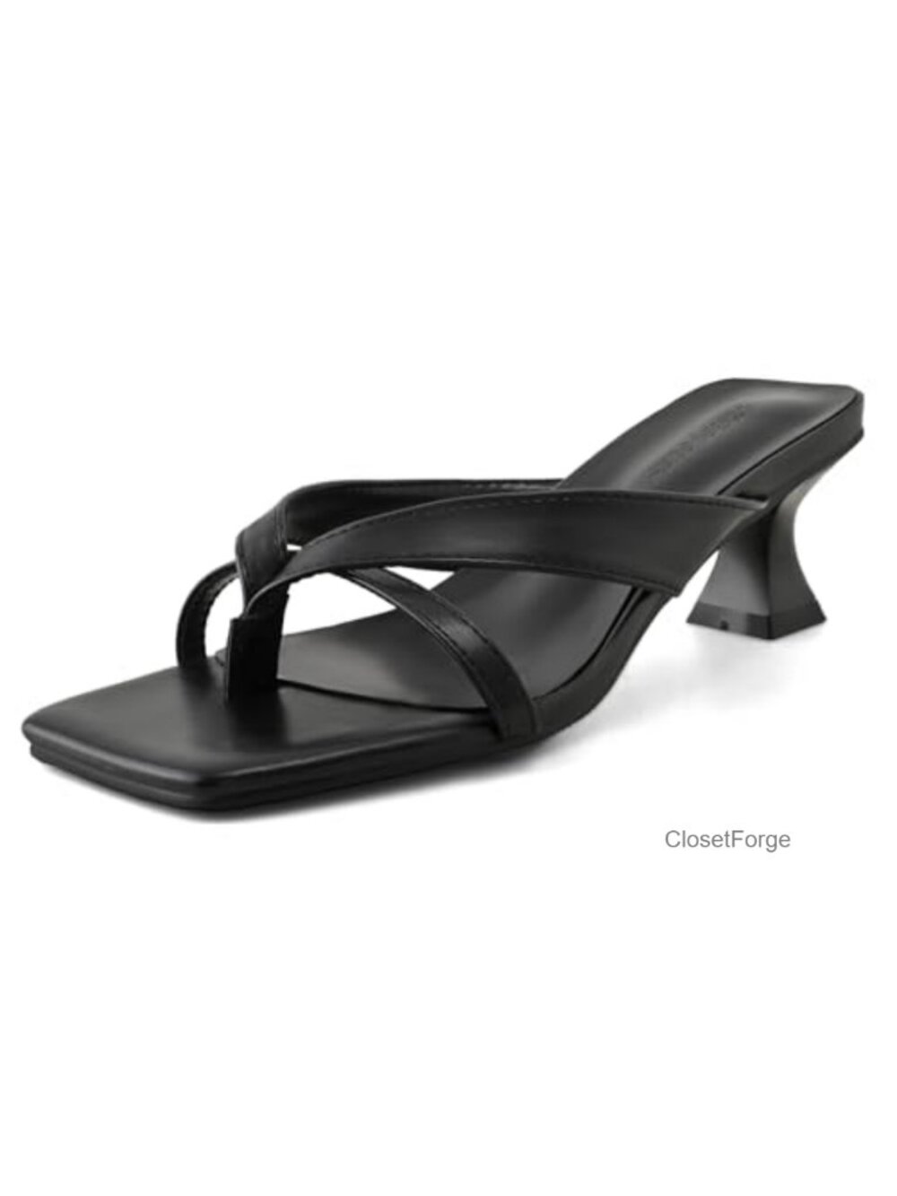 Kitten Heels Strappy Mule Sandals 2 Inch Square Toe Slip On Dressy Summer Shoes